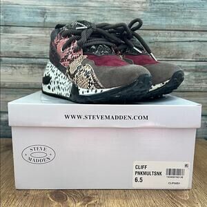 Steve Madden Cliff Pink Multicolored Snake Print Sneakers